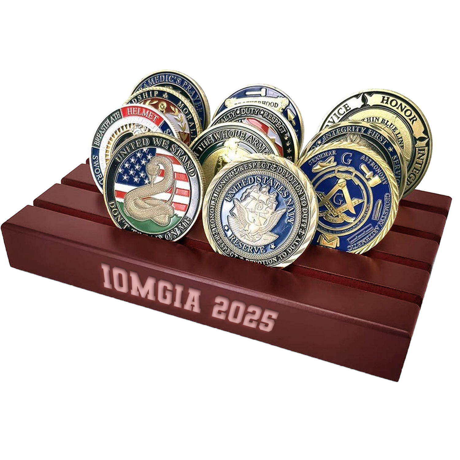 4 Row Solid Wood Coin Holder
