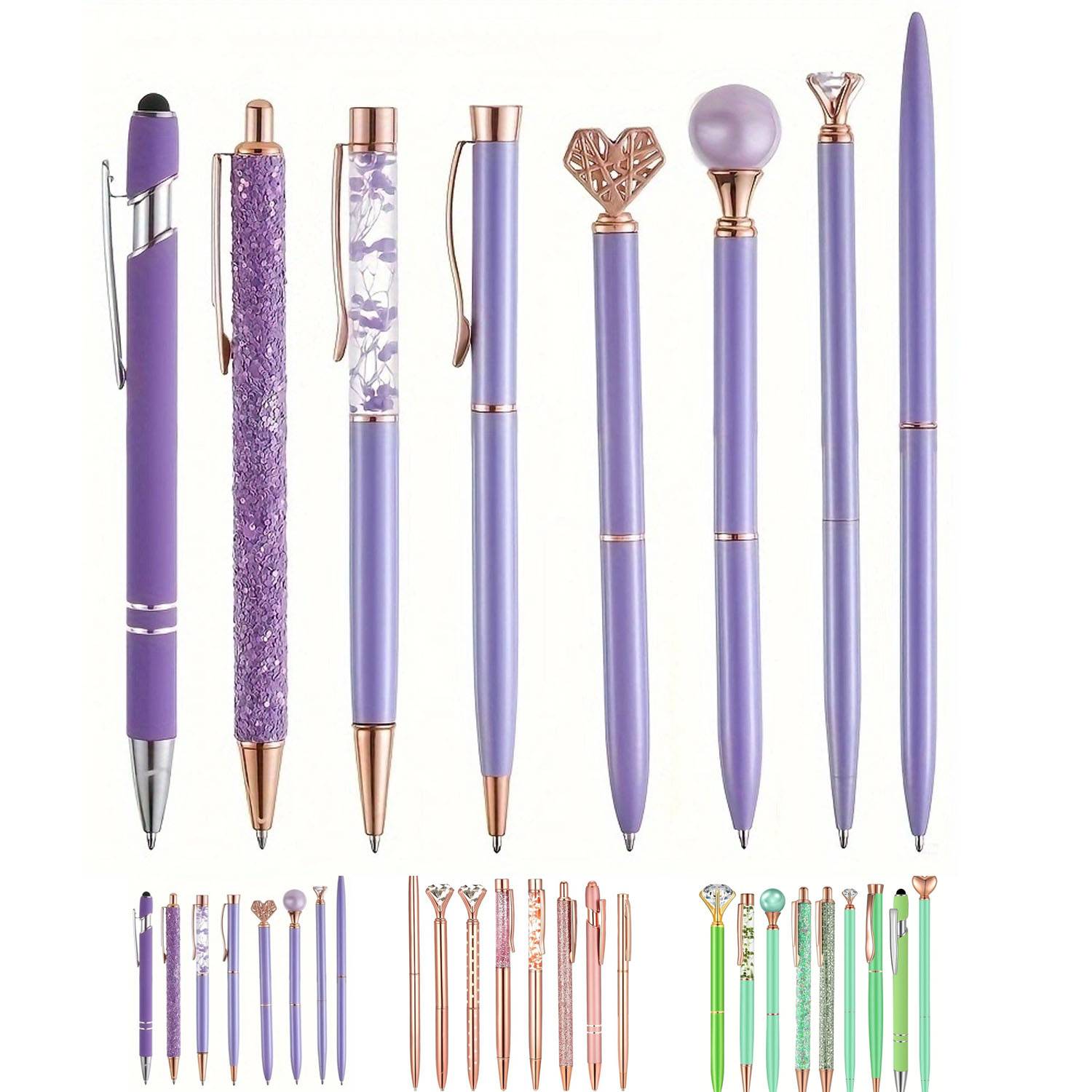 8 pcs Crown Quicksand Ballpoint Pen Stationery Gift Set 5
