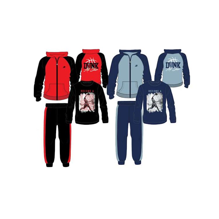 Boys' Fleece Set Blue/Red 3pc 8-16