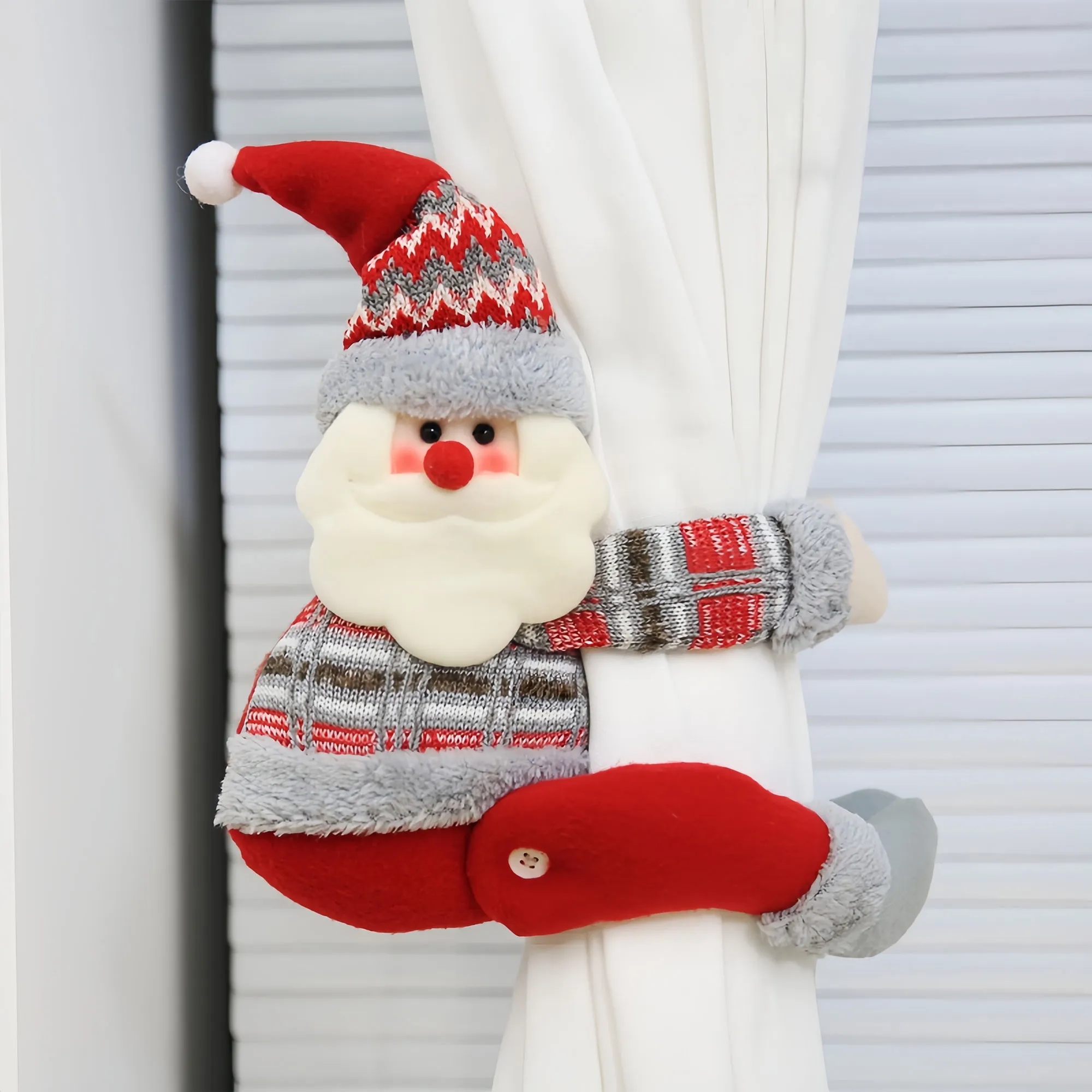 Festive Christmas Curtain Clip Cartoon Character Decor 2