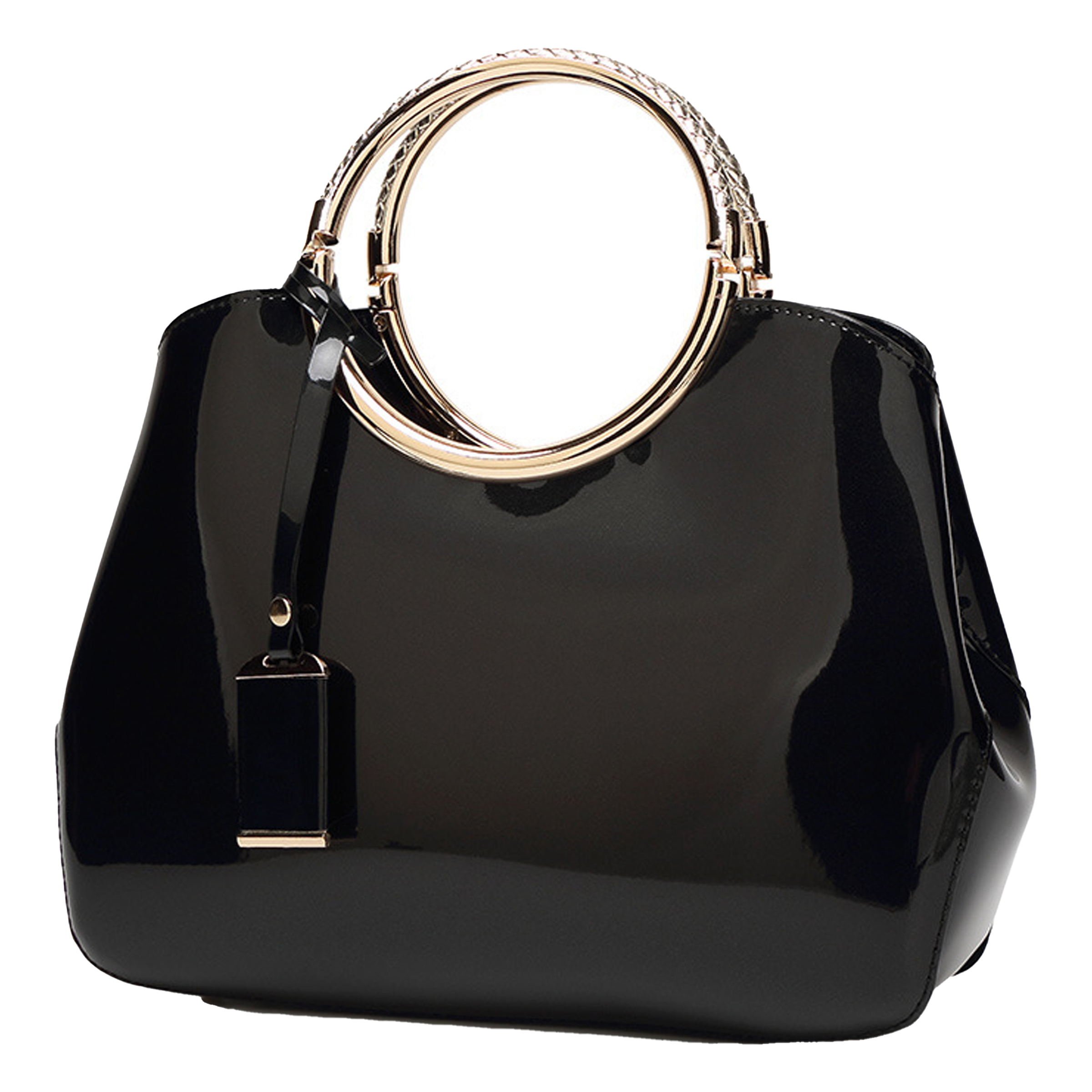Pu Solid Color Glossy Handbag 10