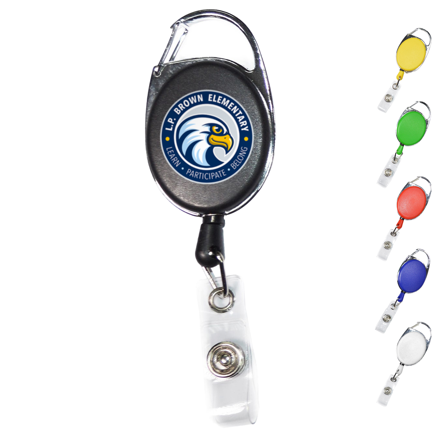 Both Side Plain Oval Carabiner Retractable Badge Reel 5