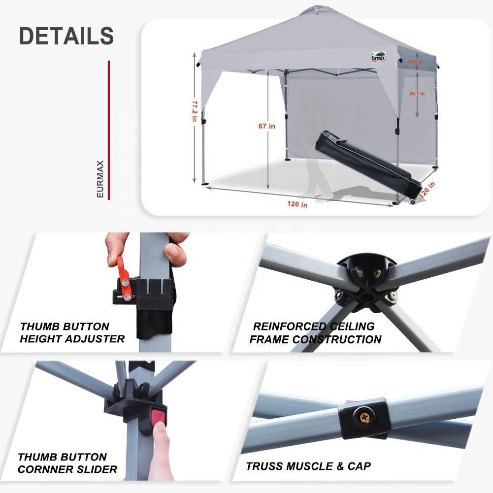 9.8' x 9.8'Foldable tent with cloth on all sides 3