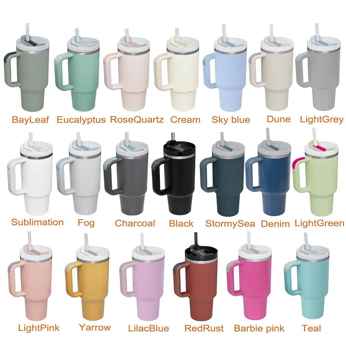 40oz Custom Travel Tumbler with Handle and Straw 4