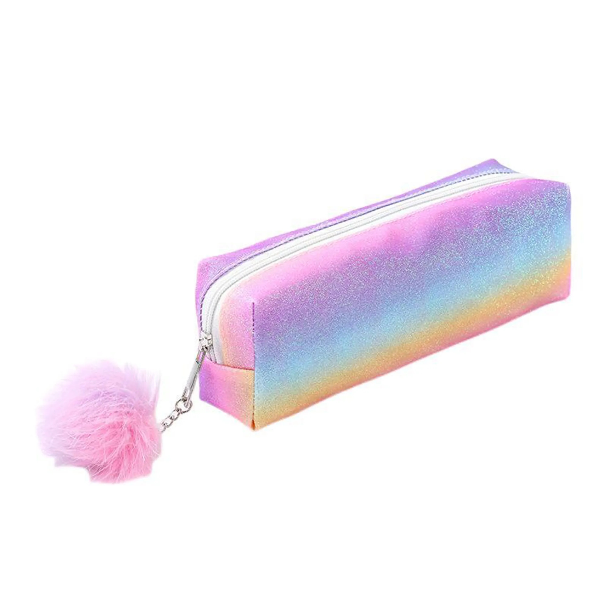Rainbow Pencil Case With Plush Ball 5