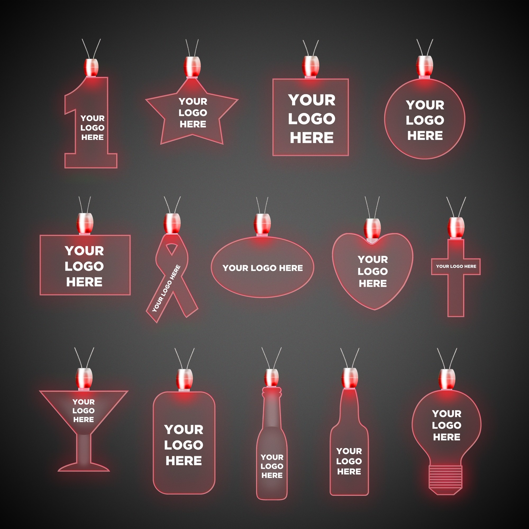 Martini Glass Red Light-Up Acrylic Pendant Necklace 5