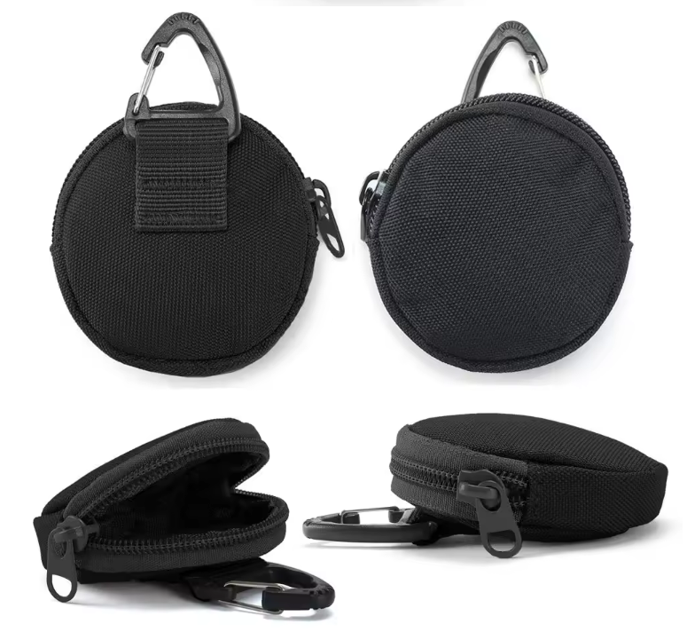 Mini Black Round Coin Purse Keychain Pouch 2
