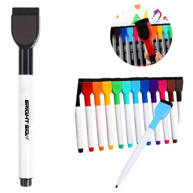 Whiteboard Marker Pen with Magnetic Eraser Cap 2