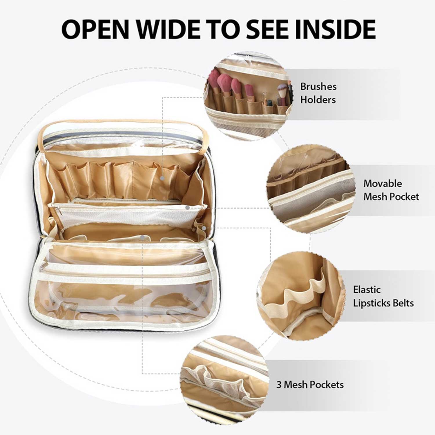 Portable Waterproof Travel Makeup Bag w/ Handle 5