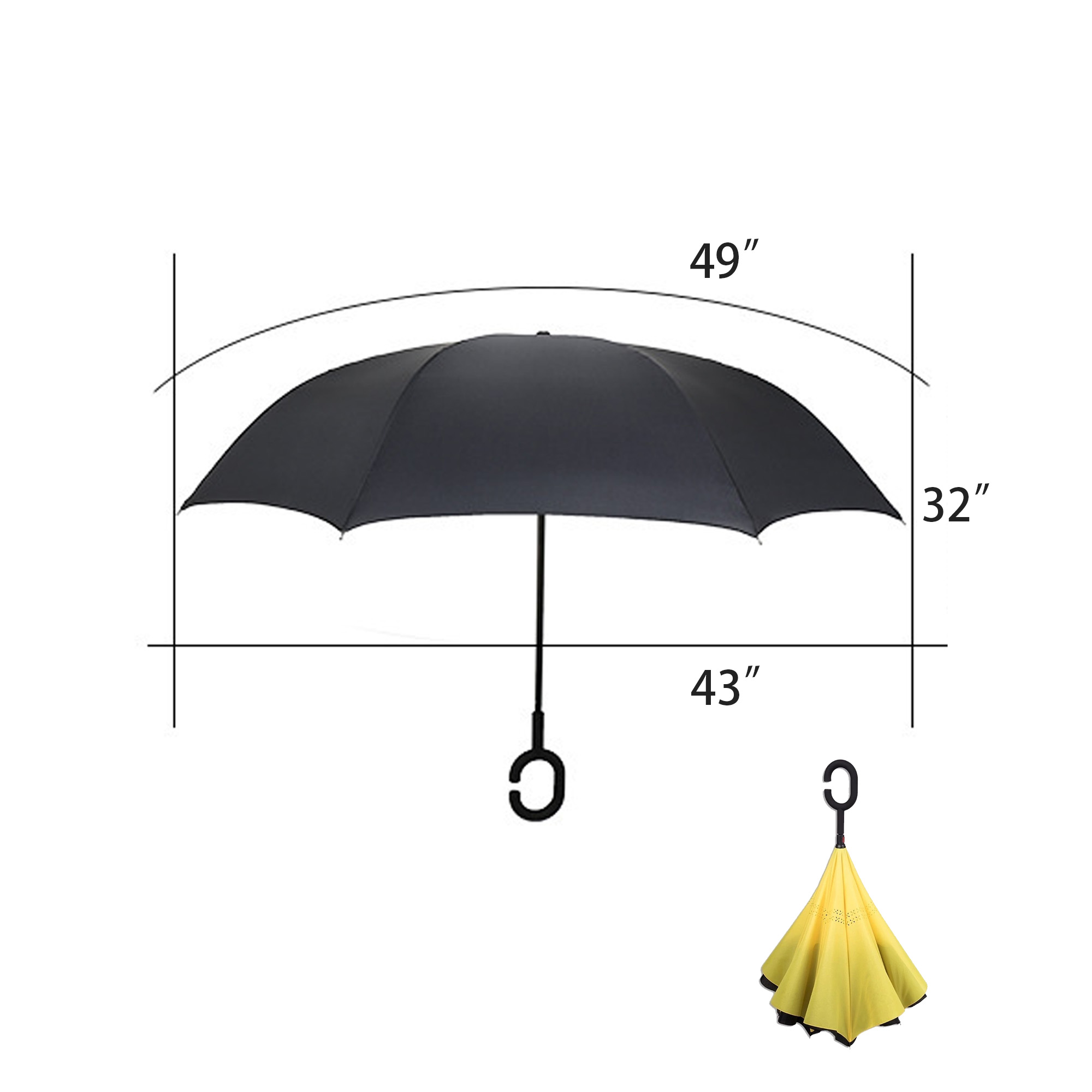 49"Inverted Reverse Umbrella with C-Handle 2