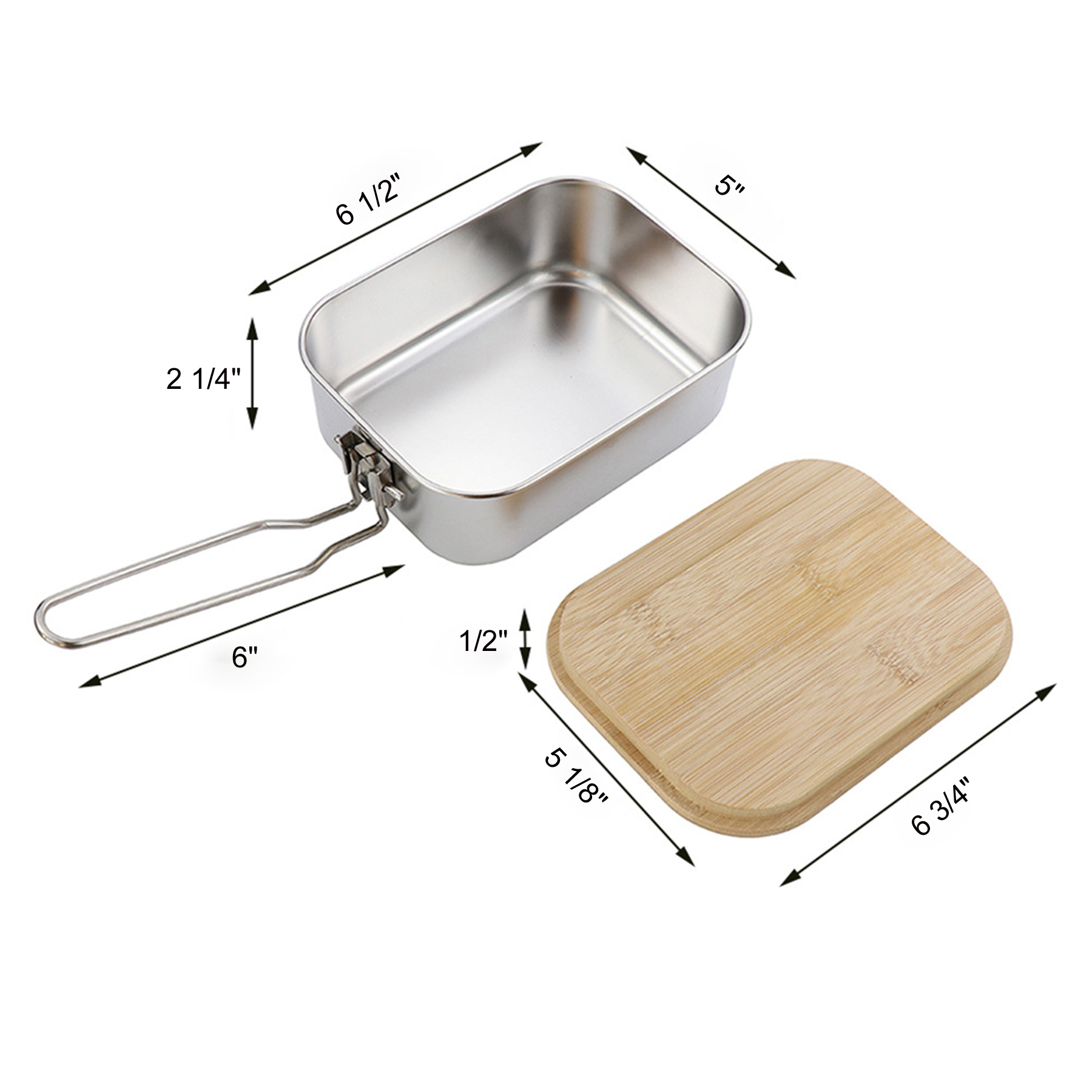 Stainless Steel Bento Box With Bamboo Cover 3