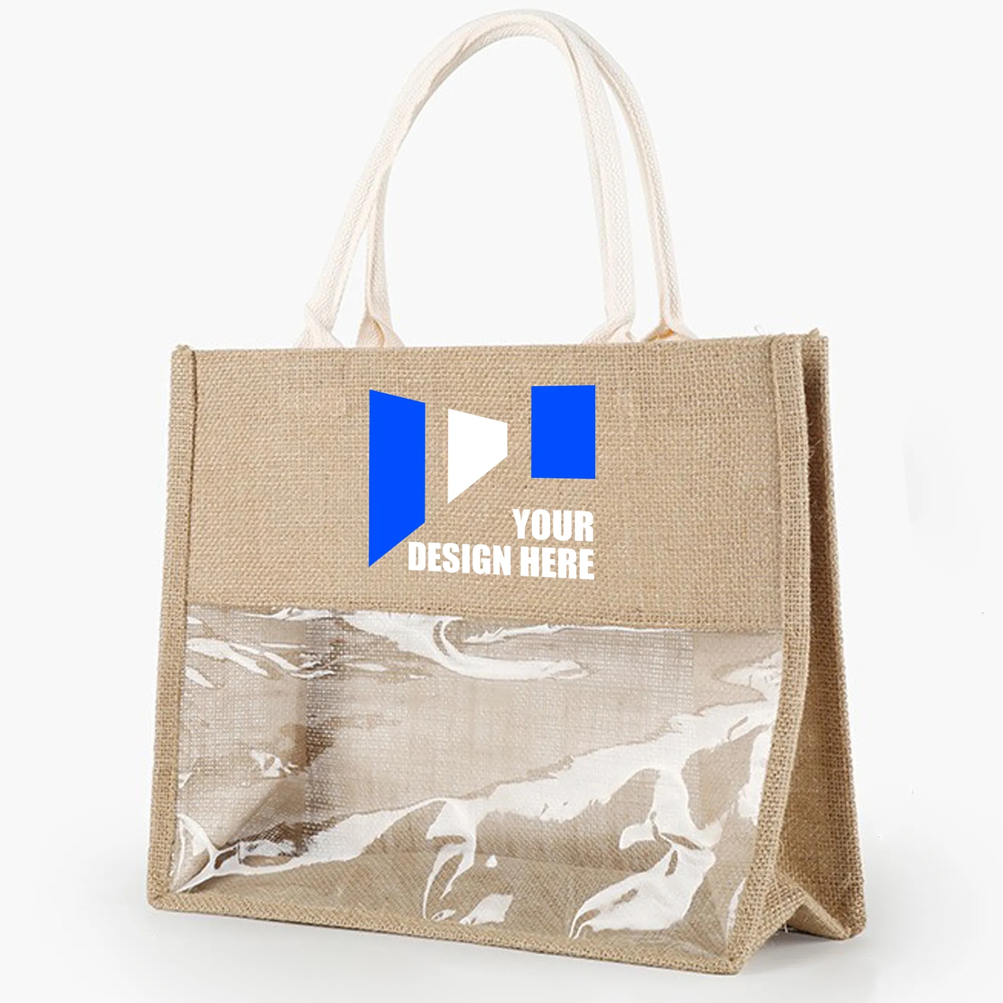 Transparent Jute Tote Bag, custom tote bag with logo imprint 2