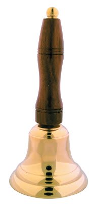 6 1/2" Brass School Bell with Wooden Handle 2