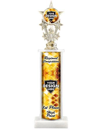Trophy Custom: 1 column, 2.5x4.5" Marble base, 6" 2