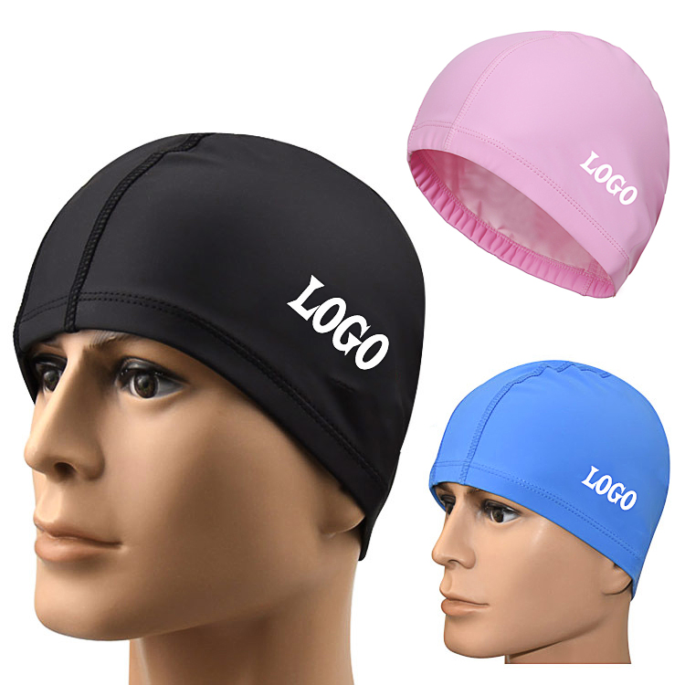 Waterproof Pu Coating Polyester Swimming Caps 4