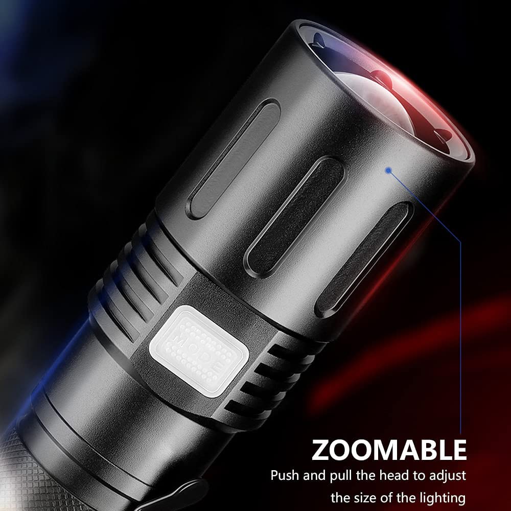 3000 Lumens Zoomable LED Flashlight Extremely Bright USB-C Powered Rechargeable 3700mAh With Power B 16