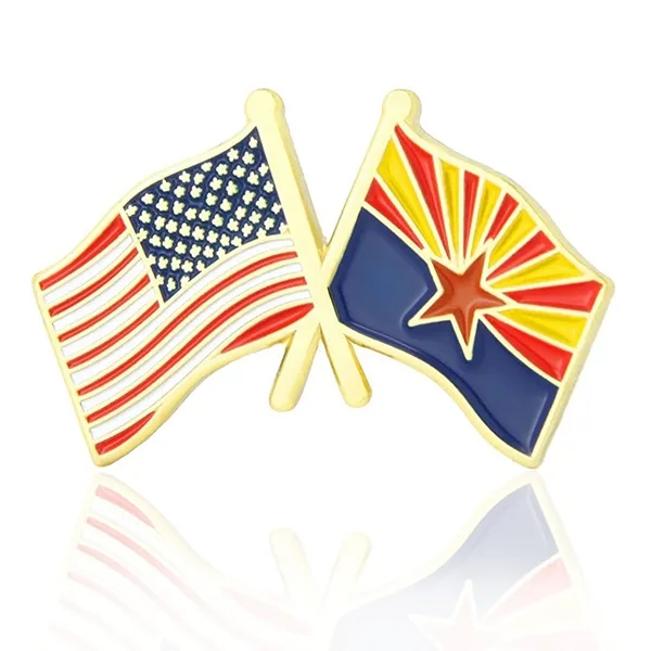 Stock Crossed Flag Pin (USA & USA) 40