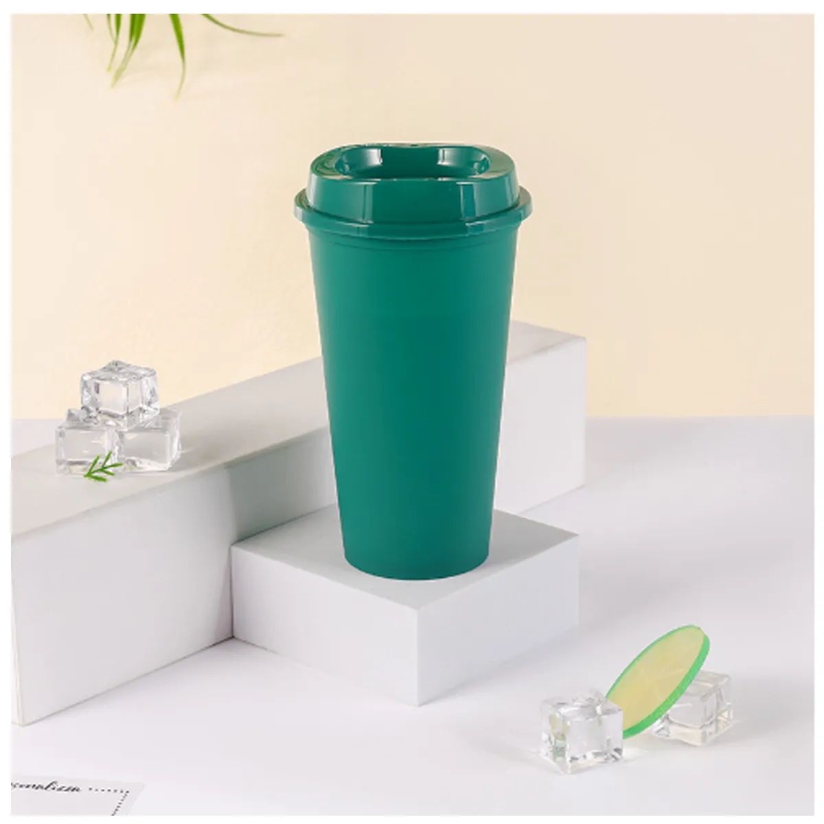 16OZ Reusable Plastic Cup With Lid Coffee Juice Kids Adults 8