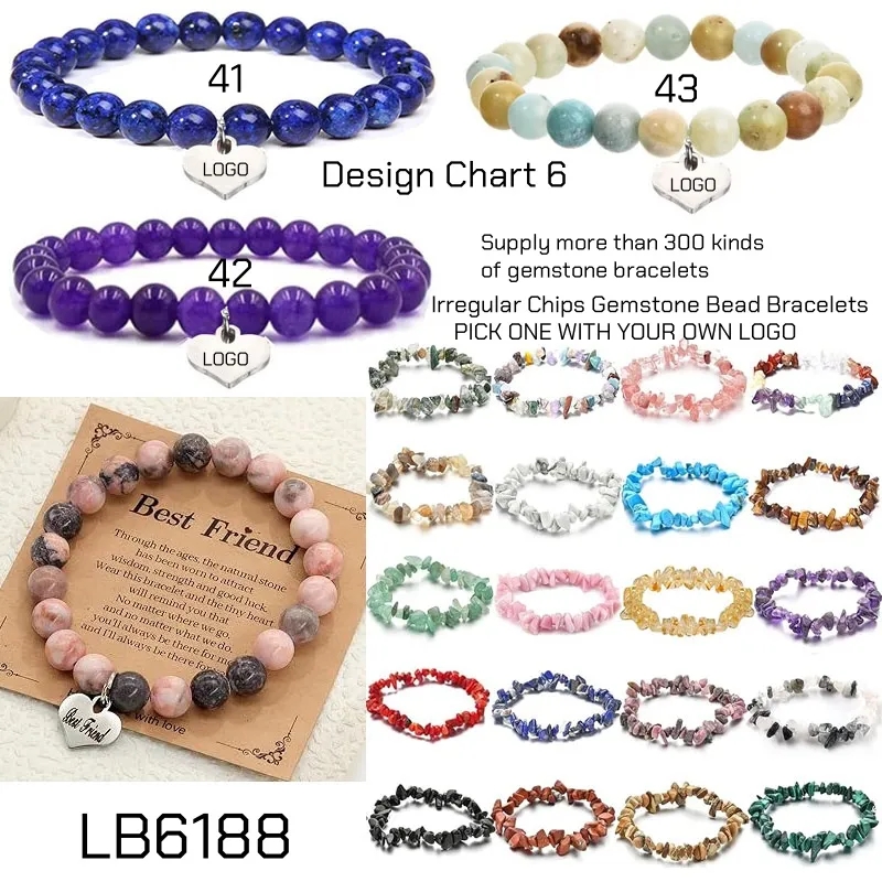 BULK Gemstone Bracelets Wholesale Stretchy Round Beads 8