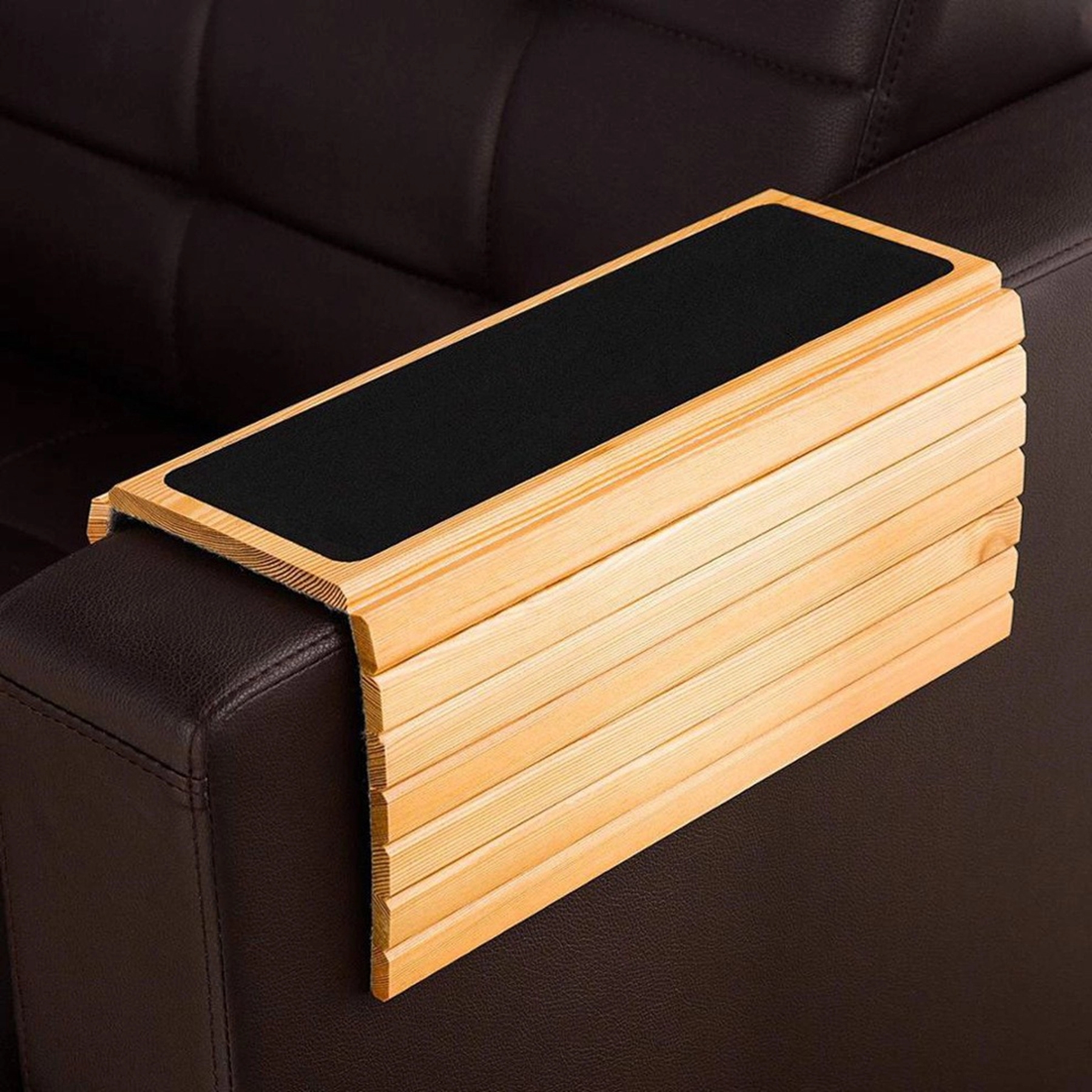 Foldable Bamboo Couch Arm Tray, promotional household item with logo imprint 6