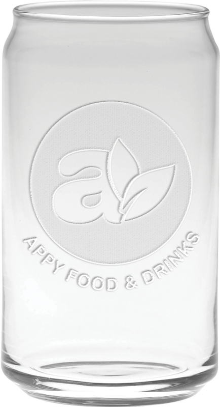 16 oz. Deep Etch Soda Can Glass 12