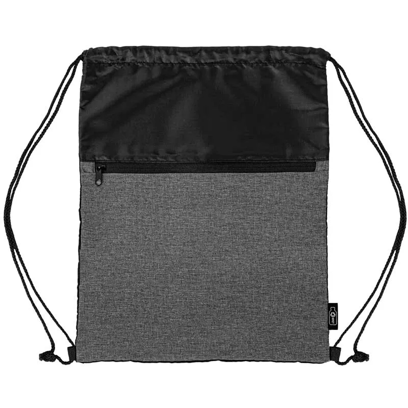 rPET Heather Draw String Bag with Front Zipper Pocket 17