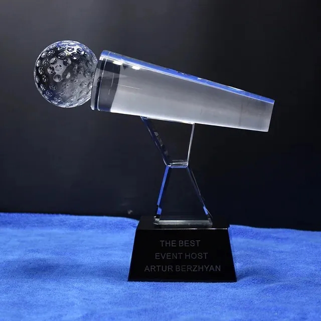 Engraved Crystal Microphone Award 4