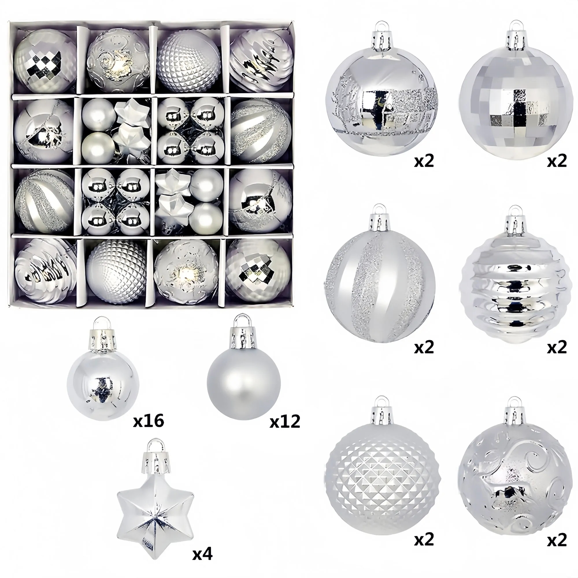 Premium Christmas Bauble Set With Unique Designs 6