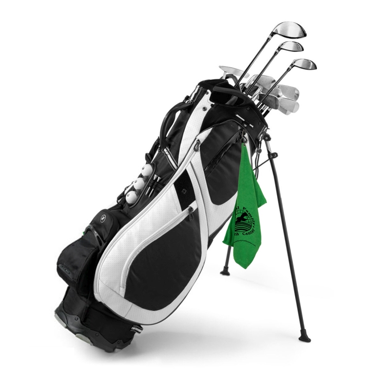 "THE IRON" Recycled RPET 300 GSM Heavy Duty Microfiber Golf Towel with Metal Grommet and Clip - 12" 9