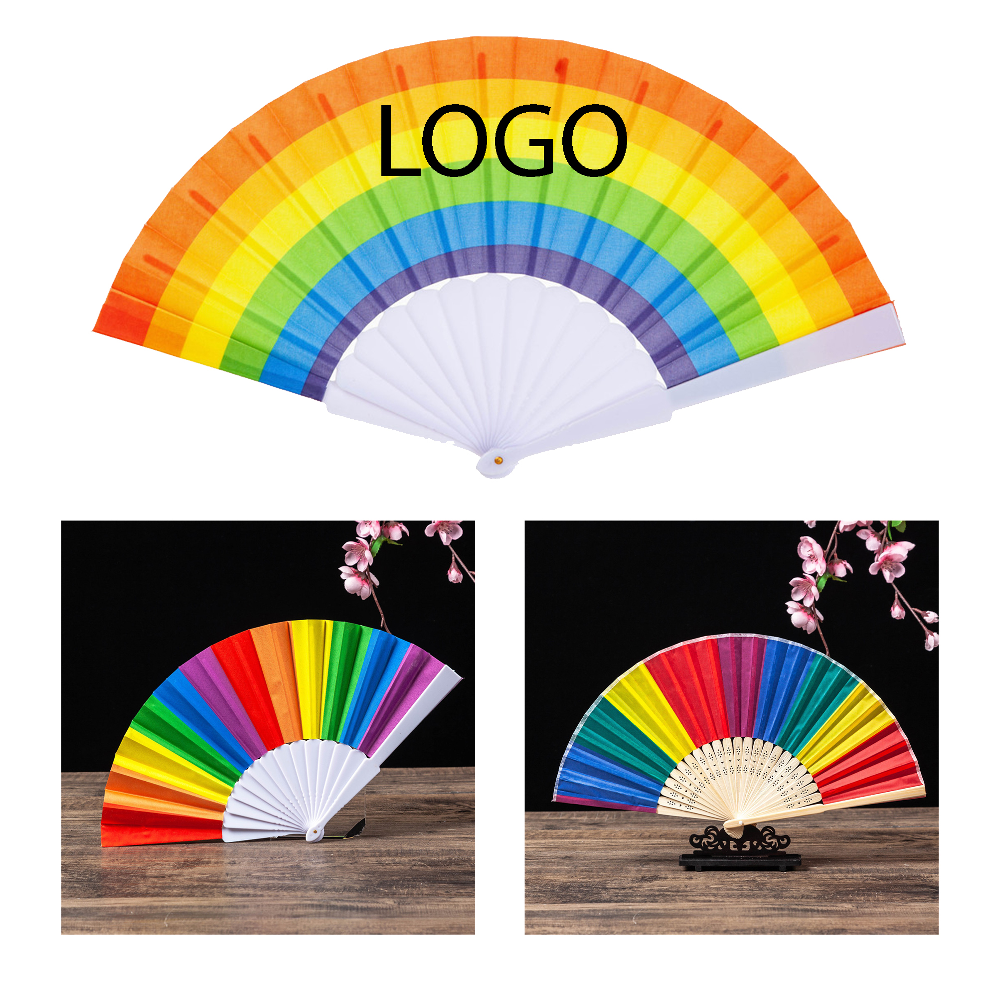 9" Rainbow Promotional Hand Fan 2