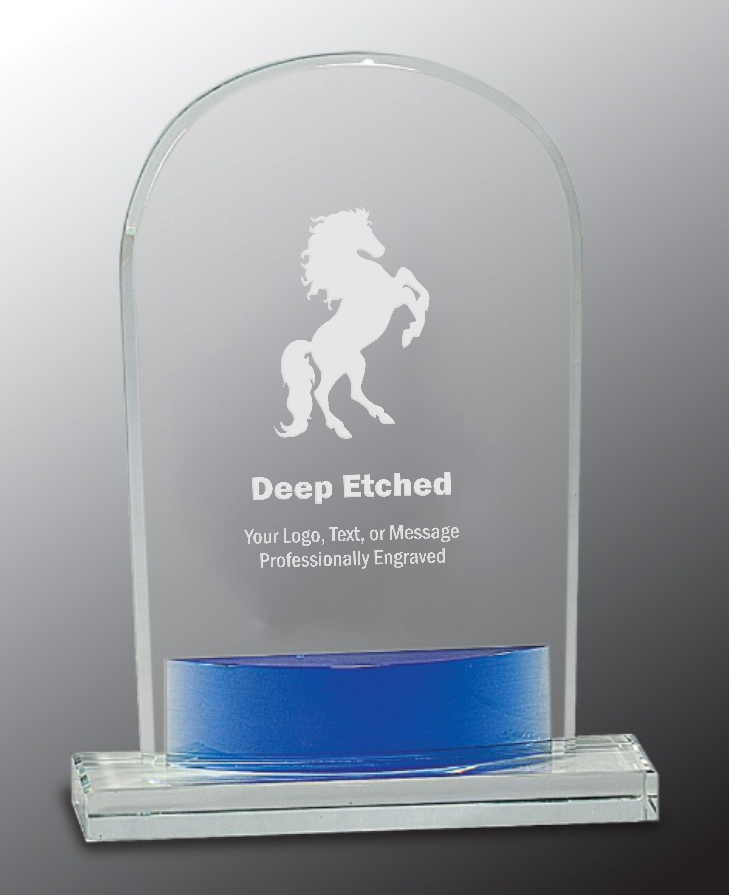 8 1/2" Crystal Arch with Blue Accent Award