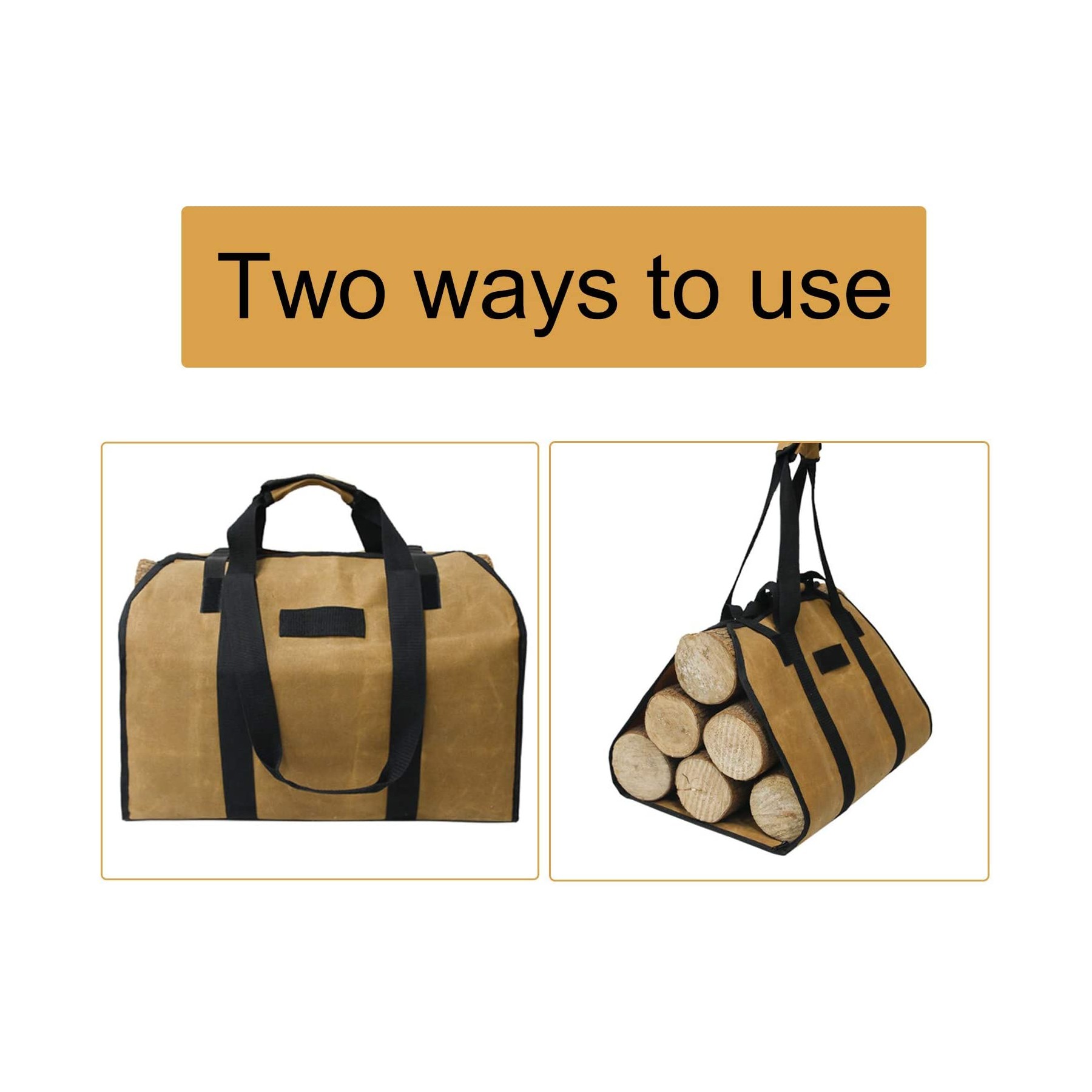 Double-purpose Waxed Canvas Firewood Wood Carrier Bag 1