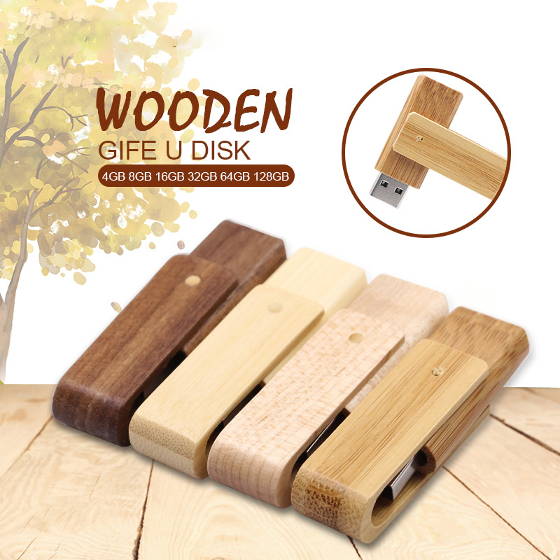 360 Degree Rotatable Wooden USB 16GB Thumb Flash Drive for Date Storage 9