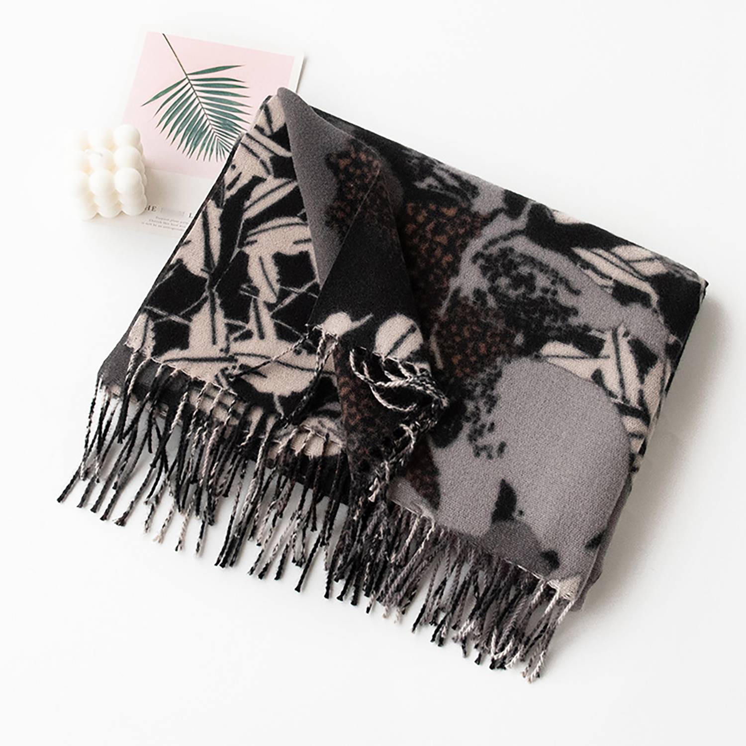 Women's Thickened Polyester Tie-Dye Scarf w/ Tassels 1