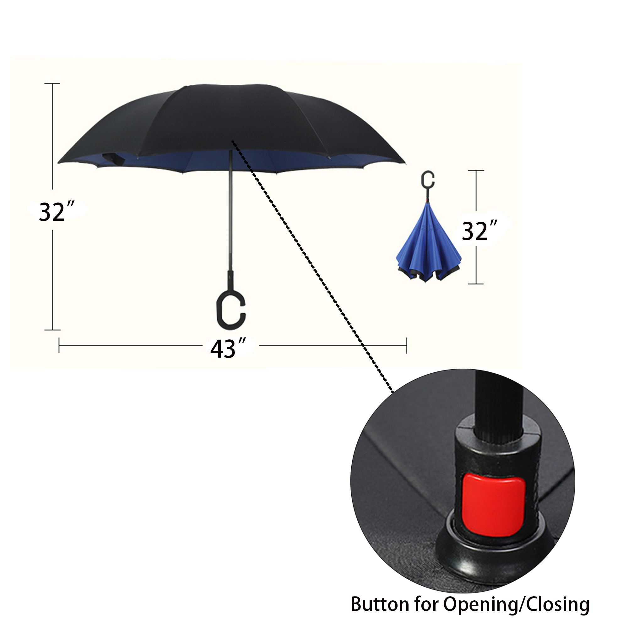 Windproof Inverted Reverse Upside Down Umbrella 2