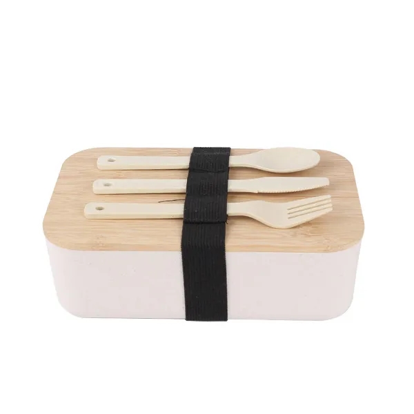 Bento Wheat Straw Lunch Set With Bamboo Lid 5