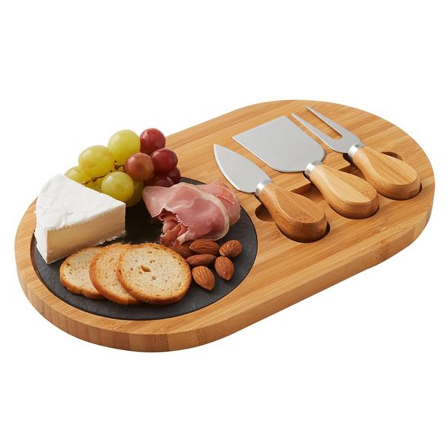 4 Piece Oval Slate Cheese Board Charcuterie Set 3
