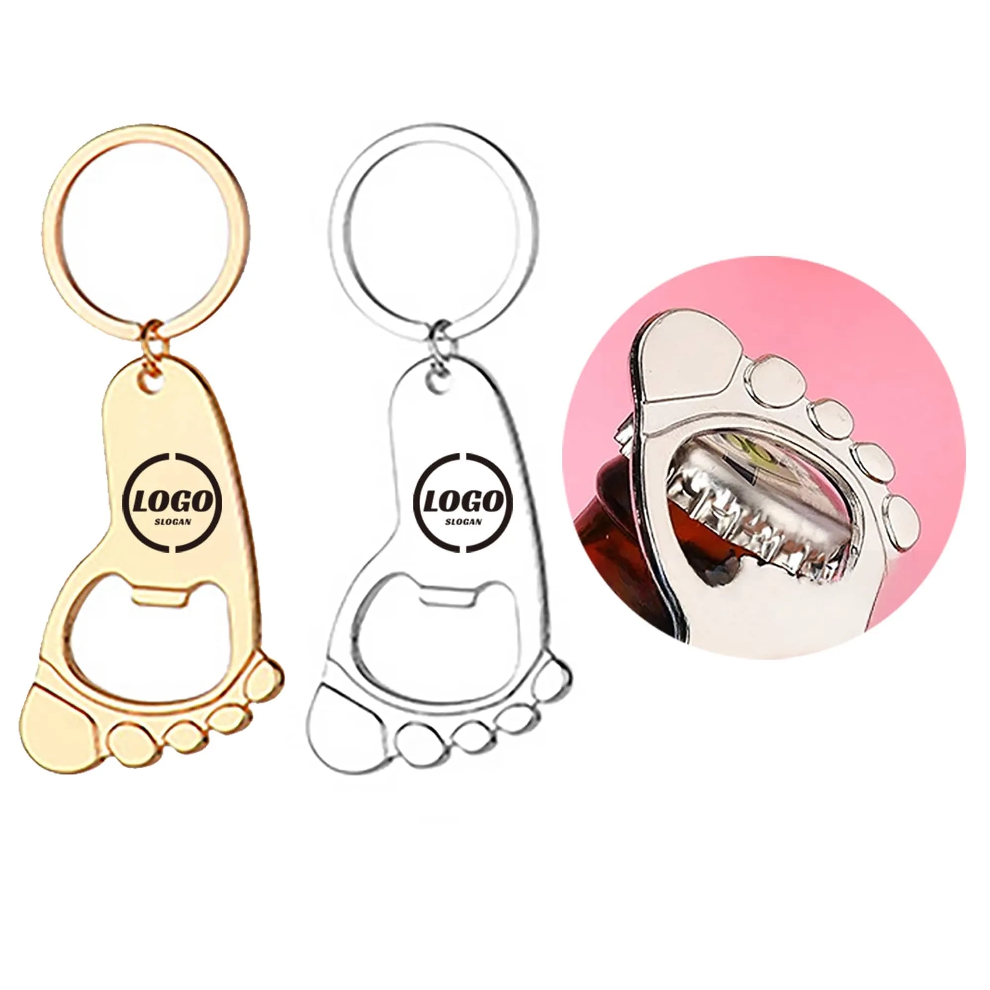 Foot Shaped Zinc Alloy Keychain Bottle Opener 2