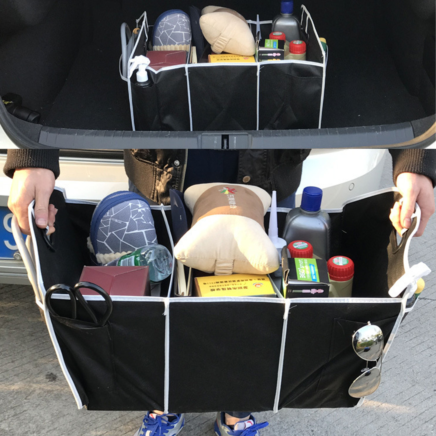 Collapsible Nonwoven Car Trunk Organizer w/ Handles 4