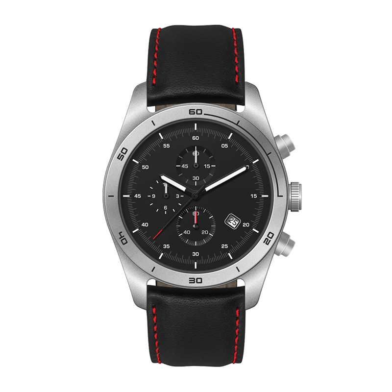 WC6506 42MM STEEL MATTE SILVER CASE, CHRONOGRAPH MVMT, BLACK DIAL, DTE DISPLAY, LEATHER STRAP, FLAT MINERAL 2