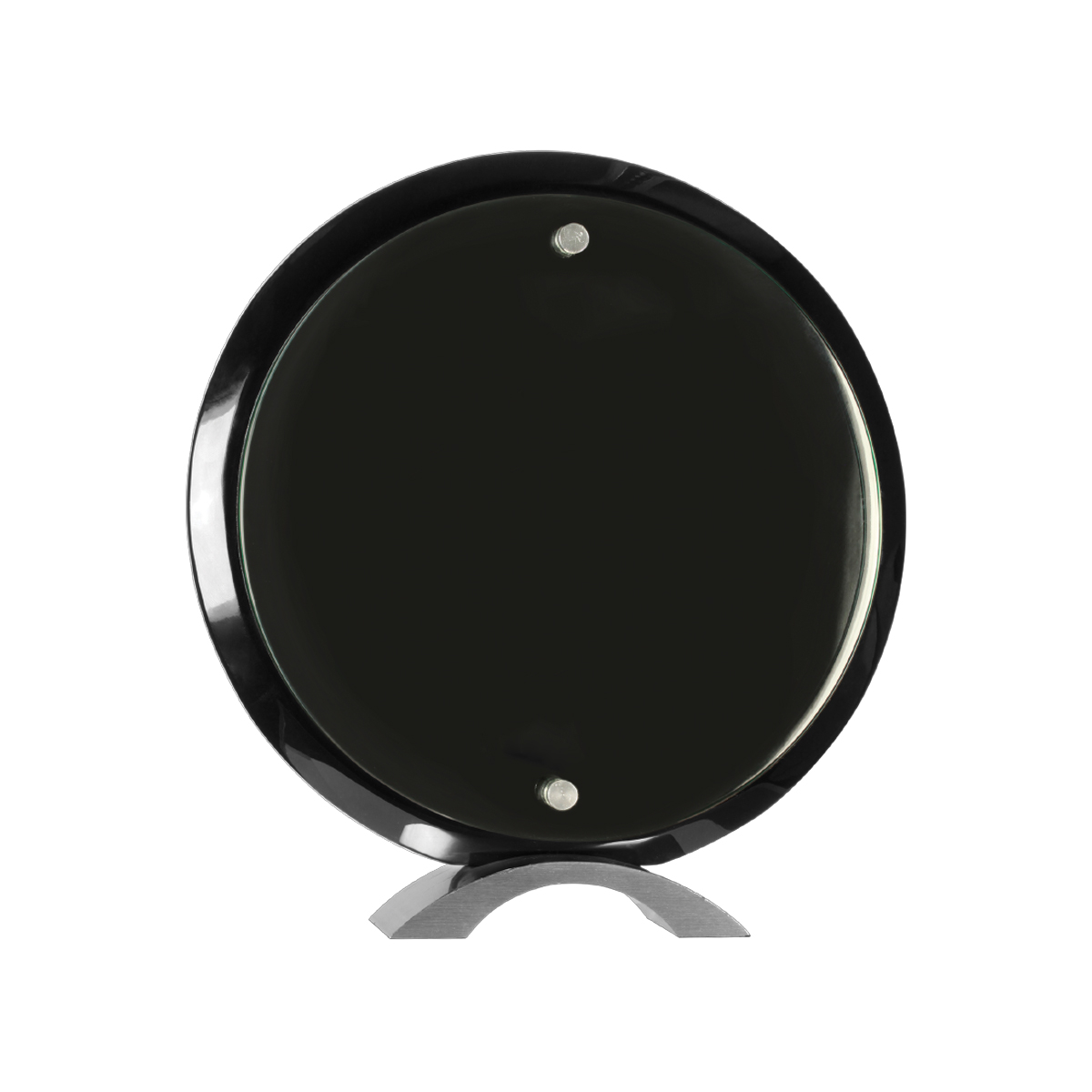 10" Round Black Piano Finish Floating Jade Glass Standup 2