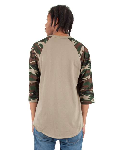 Unisex Three-Quarter Sleeve Camo Raglan T-Shirt - SHRAGCM 14