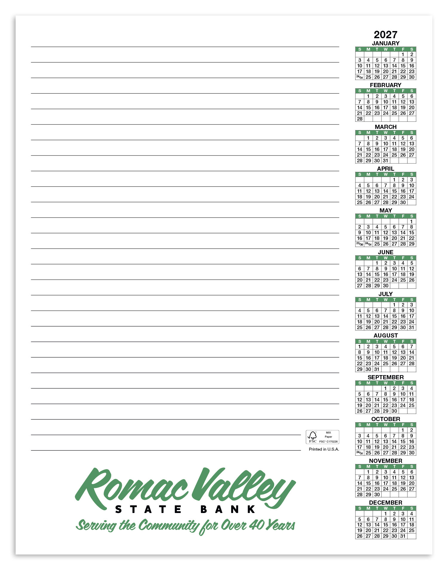 Skinner & Kennedy® Scratch Pad Calendar 62