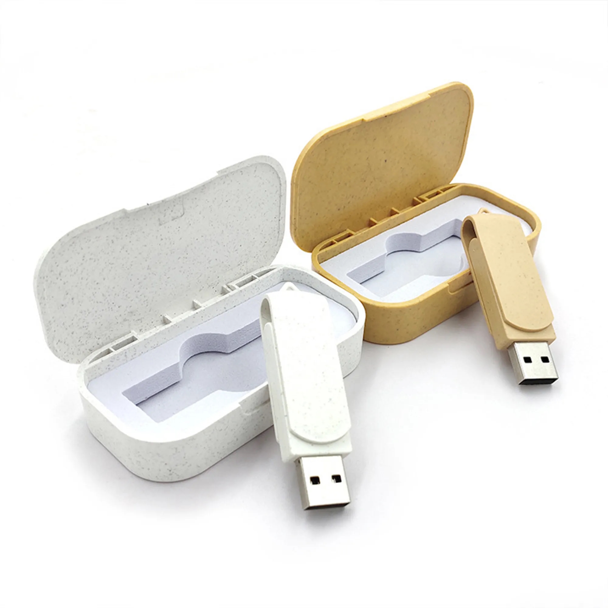 16G Wheat Straw Biodegradable Box USB Flash Drive Set 2