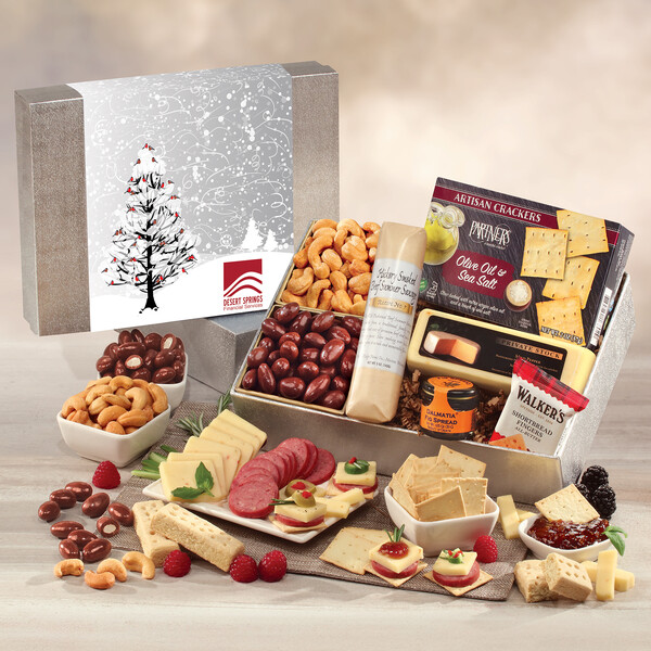 Shelf Stable Snacking Smorgasbord with Cardinals in Tree Sleeve