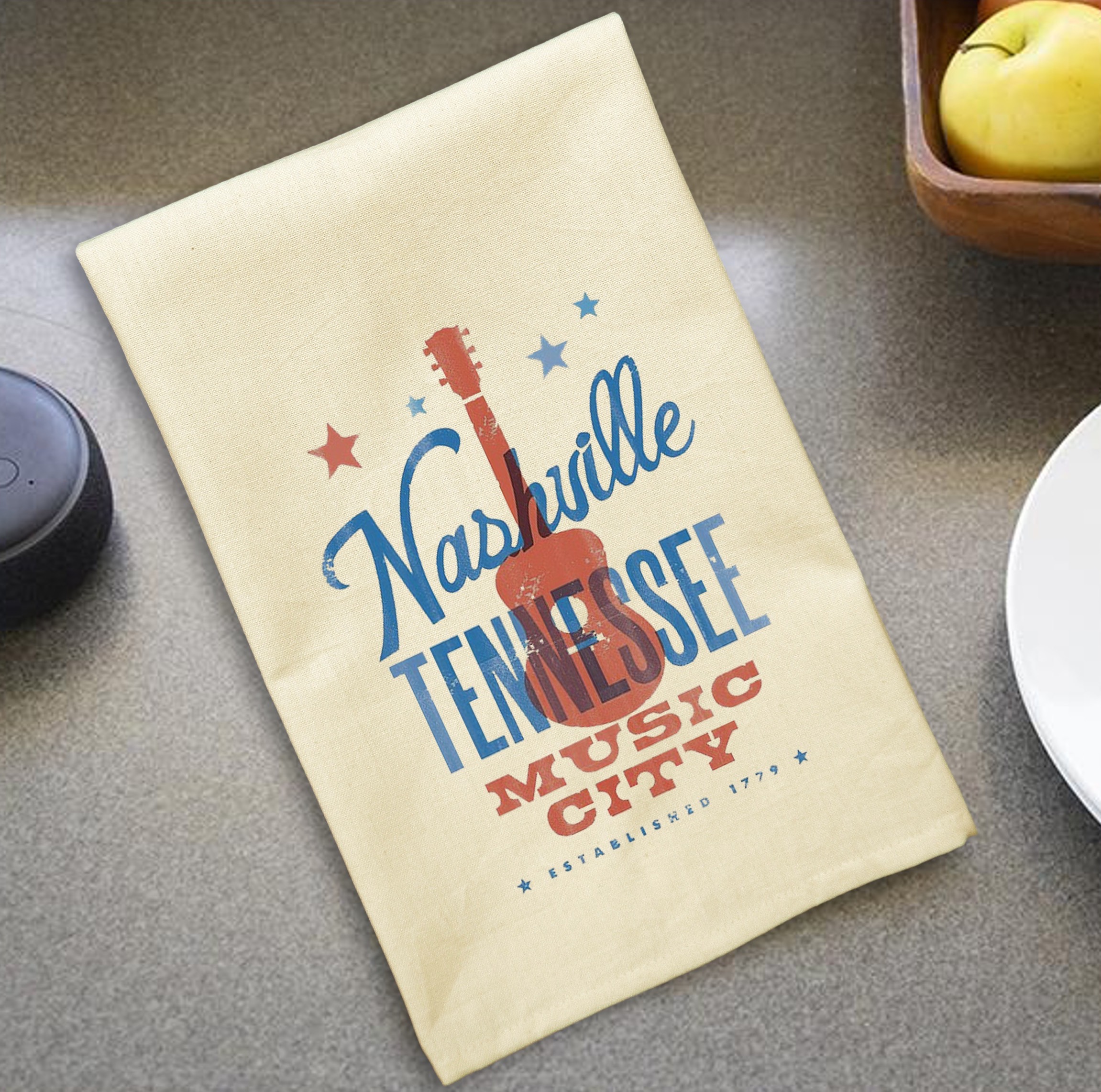 Cream Solid Plain Weave Kitchen Towel with Custom Print 6