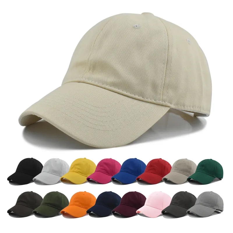 Washed Cotton Baseball Caps w/ Custom Embroidery Adjustable 3