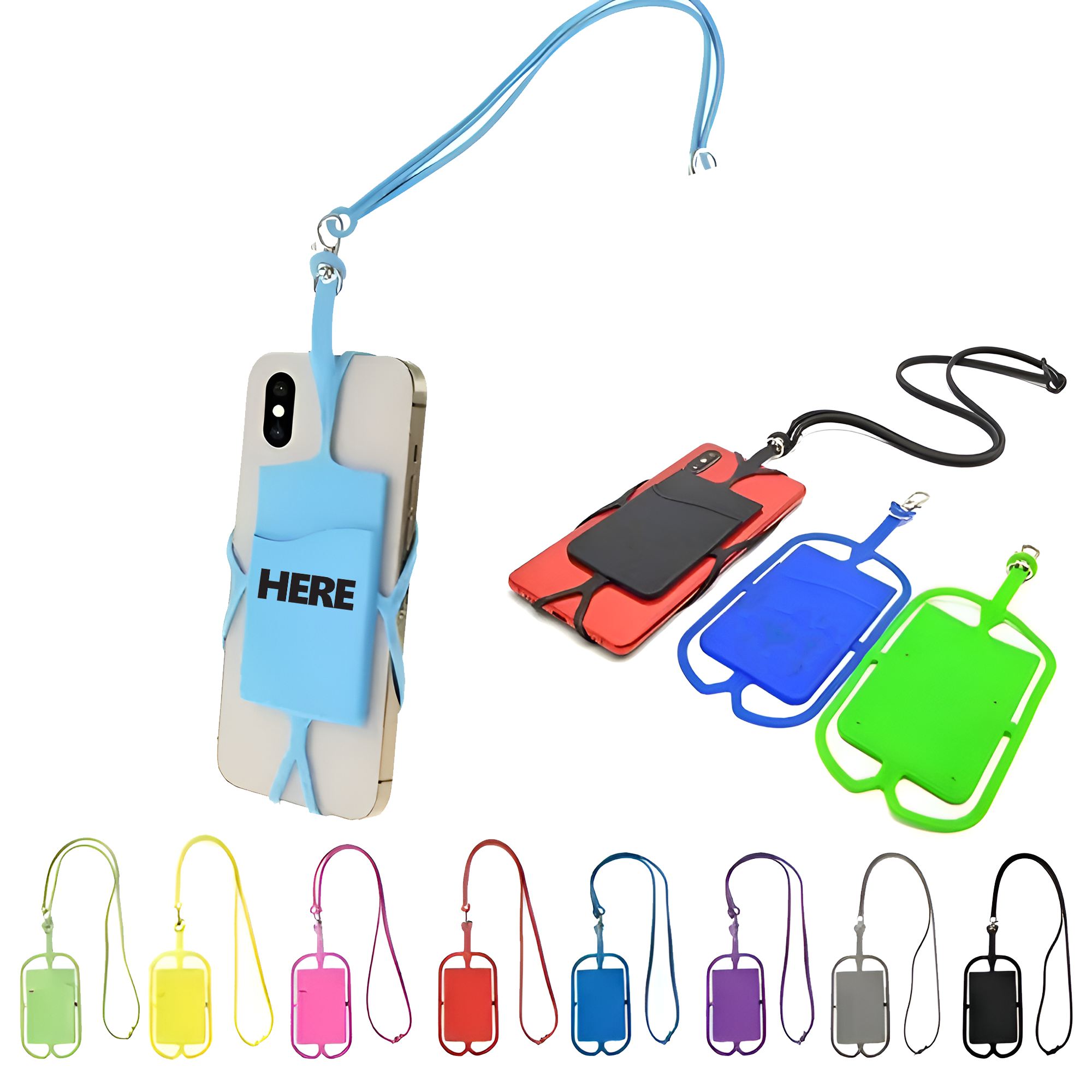 Silicone Neck Strap Phone Card Holder With Lanyard 2