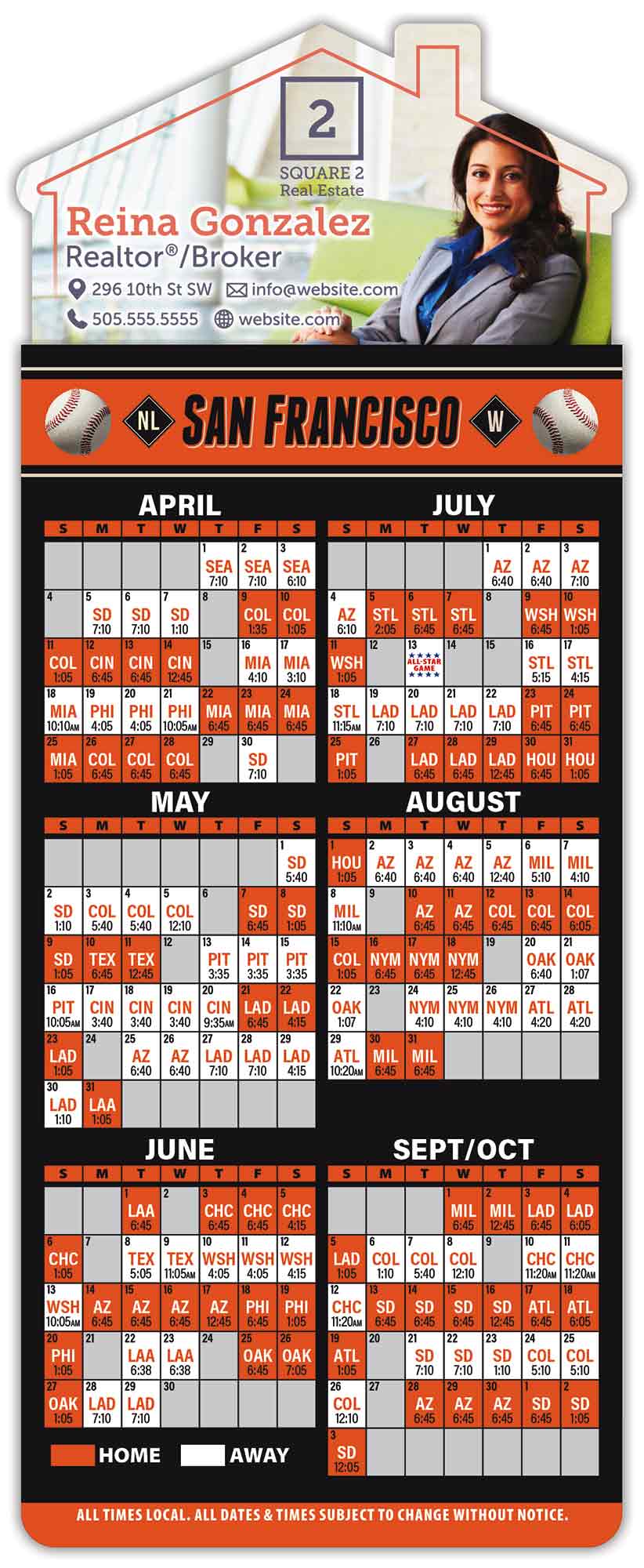 Magna-Card House Shape Magnet - Baseball Schedules (3.5 x 9) 1