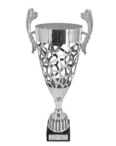 Cup Trophy: 12" SLOT style SILVER Metal cup pla 2